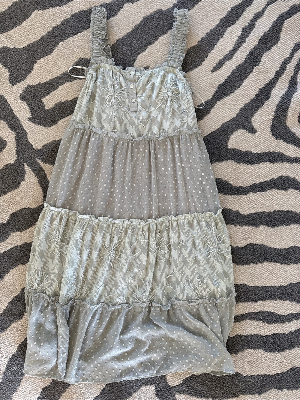 Miss Me Sage Green Tiered Eyelet Sundress